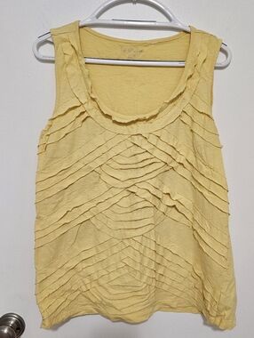 By Chico's Women's Yellow Ruffle-Detail Tank Top Size 2